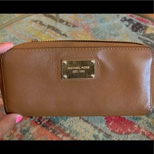 MK camel colored wallet